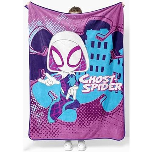 Marvel Spidey and His Amazing Friends Ghost Spider Gwen Throw Blanket - Measures 46 x 60 inches, Kids Bedding Features Gwen Stacy - Fade Resistant Super Soft Fleece (Official Product)