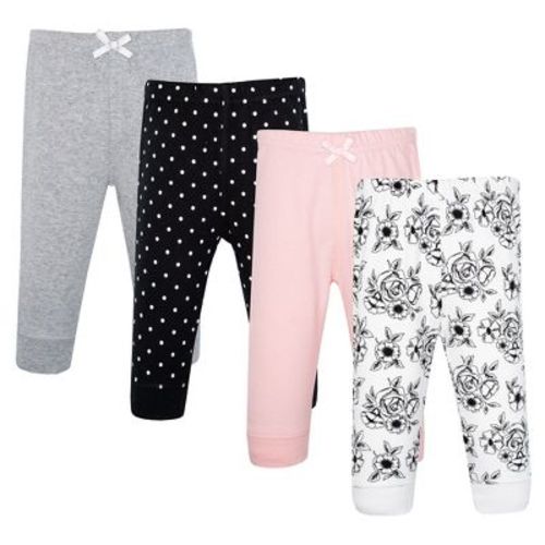 Hudson Baby Girl Cotton Pants and Leggings, Black Toile, Newborn