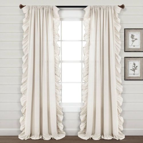 Linen Ruffle Window Curtain Panels Light - Lush Décor