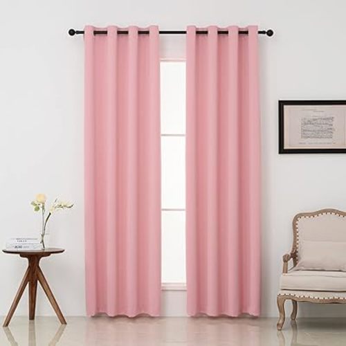 Pickluc Pink Blackout Curtains with Grommet 96 Inches Long 2 Panels, Light Blocking Window Drapes for Living Room, Thermal Insulated, Noise Reduction, Privacy Protection, 52" Wide x 96" Length