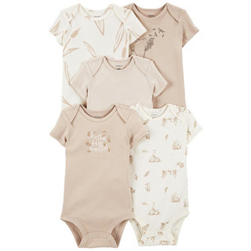 Baby Boys or Baby Girls Short Sleeve Bodysuits, Pack of 5