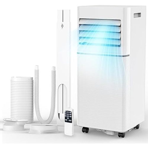 Electactic Portable Air Conditioner 10,000 BTU, 3-in-1 AC Cooler Dehumidifier Fan with LED Display, Remote Control, Quiet, Sleep Mode, 360° Casters, Window Kit for Room Office Apartment Garage