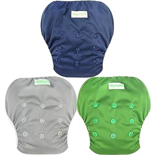 wegreeco Baby & Toddler Snap One Size Adjustable Reusable Baby Swim Diaper (Navy, Small, 3 Pack)