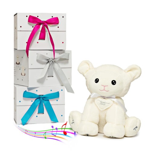 Musical Plush Lamb Toy: Bible Stories, Hymns, Lullabies, Bible Verses - Baptism Gift