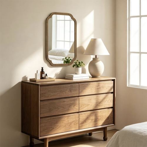Decorative Scalloped Corner Rectangle Farmhouse Style Wall Mirror