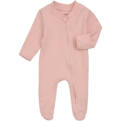 Aablexema Baby Pajamas Organic Cotton Zipper Outfit Newborn Infant One-Piece Footies with Mitten Cuffs