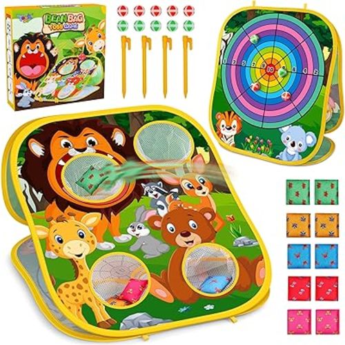 Animal Bean Bag Toss Game Toy Outdoor Toss Game, Family Party Party Supplies for Kids, Gift for Boys Birthday or Christmas for Toddlers Ages 3 4 5 6 Year Old