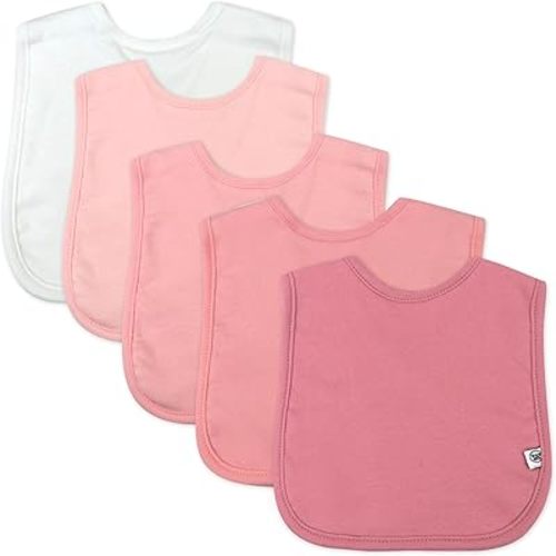 HonestBaby Multipack Reversible 4-in-1 Bibs Absorbent Terry and Knit 100% Organic Cotton Infant Baby Boys, Girls, Unisex, Pink Ombre, One Size
