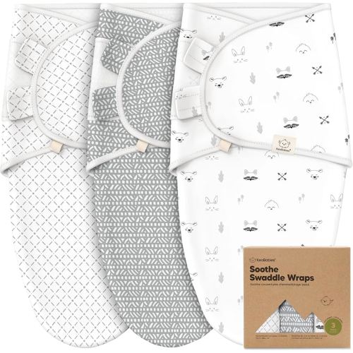 3-Pack Organic Baby Swaddle Sleep Sacks - Swaddles for Newborns, Infant 3-6 Months, Baby Girls, Boys, Soft & Snug Newborn Sleep Sack, Nursery Swaddling Blankets (Nordic, L)