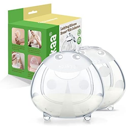 haakaa Ladybug Breast Milk Collector - Soft Breast Shells | Wearable Nursing Cups | Breastmilk Saver| Letdown Catcher for Pumping,Breastfeeding Moms,Protect Sore Nipples(Silicone 2.5 oz/75 ml,2PK)