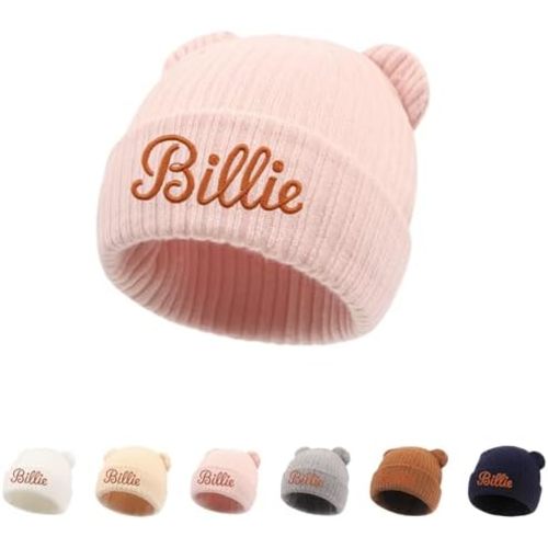 Personalized Newborn Beanie Hat Custom Warm Infant Embroidered Boy Hats Personalized Winter Knit Hats for Babies