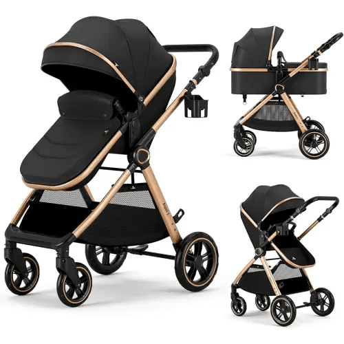 2 in 1 Baby Stroller, Convertible Bassinet Pushchair for Infants and Newborns 0-36 Months