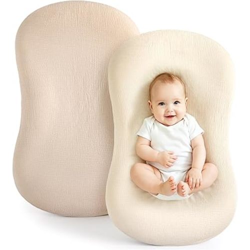 Termichy Baby Lounger Cover Muslin: Skin-Friendly Slipcover for Snuggle Me Lounger - Removable & Machine Washable for Daily Use - Snug Fit & Zipper-Free Baby Lounger Cover for Newborn Girls