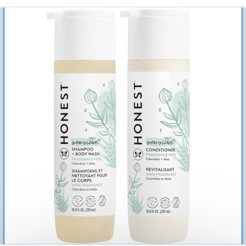 The Honest Company Fragrance Free Bundle for Sensitive Skin | 2-in-1 Cleansing Shampoo + Body Wash and Silicone Free Conditioner | Naturally Derived, Tear free, Hypoallergenic | 20 fl oz