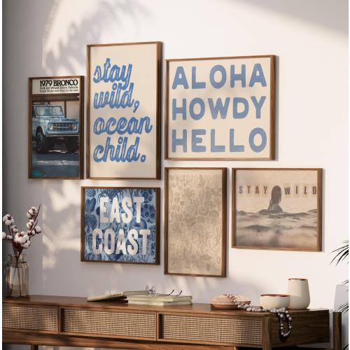 Blue Coastal Gallery Wall Print Set: Beachy Nautical Art (Digital Download)