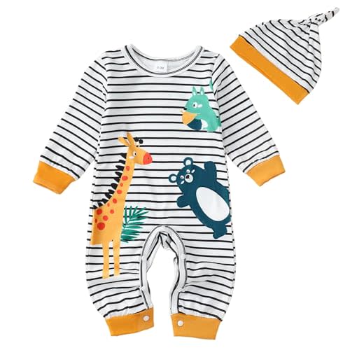 KIMI BEAR Newborn Baby Boy Clothes Fall Winter Cute Infant Outfits Long Sleeve Newborn Baby Romper Hat Bodysuit Jumpsuits