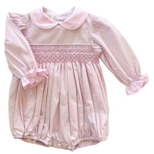 The Smocked Romper - Baby Pink Houndstooth – Sutherby Lane