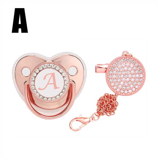 Fridja Baby Pacifier 26 Letter Name Initial Clip Silicone Infant Nipple Bling Newborn Pacifier