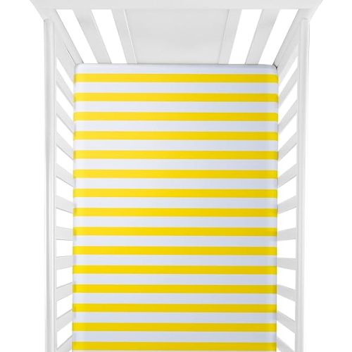 NTBAY 100% Brushed Microfiber Striped Fitted Crib Sheet, Super Soft and Cozy 28x52 Yellow and White Crib Sheet for Standard Crib and Toddler Mattresses, Boys, Girls, Unisex, 28x52 Inches