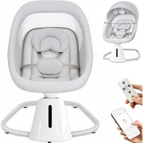 JUNEU Baby Swing for Infants - Portable Electric Swings for Newborns 0-12M