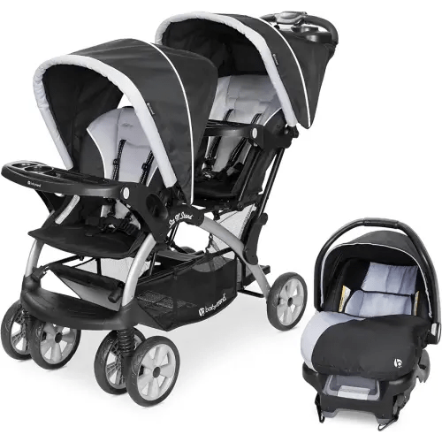 Baby Trend Infant and Toddler Double Stroller & Car Seat Combo, 2 Pc Set, Stormy - Portable and Lightweight Stroller Duo and Car Seat Travel System Tandem