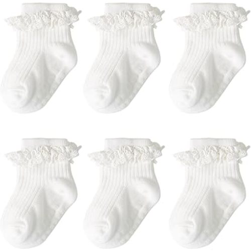 Amazon.com: DRESHOW BQUBO Baby Girls Toddler Girls Anti Slip Socks Cute Frilly Ruffle Socks Grip Ankle Baby Sock for Infant Toddler Girl 0-3 Years : Clothing, Shoes & Jewelry