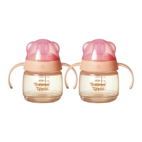 Tommee Tippee Transition Baby Sippy Cup, Spout, 4m+, Leak-Proof, 5oz | Pack of 2, Leak-Proof Silicone Spout, Easy-Grip Handles, Blue