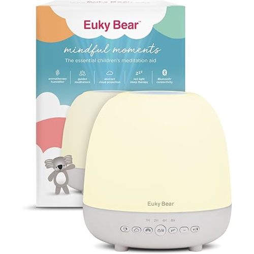 Euky Bear Mindful Moments Meditation Aid - Guided Meditations with Aromatherapy Humidifier and Cloud Projection, Helps Calm and Support Emotional Wellbeing for Kids 2+ Years
