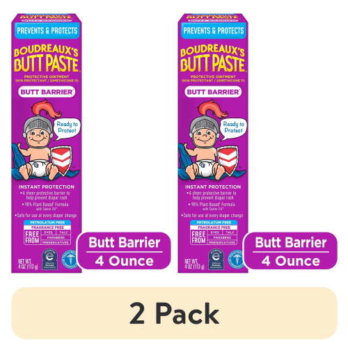 (2 pack) Boudreaux's Butt Paste Butt Barrier Diaper Rash Prevention Cream, Ointment for Infant, 4 oz