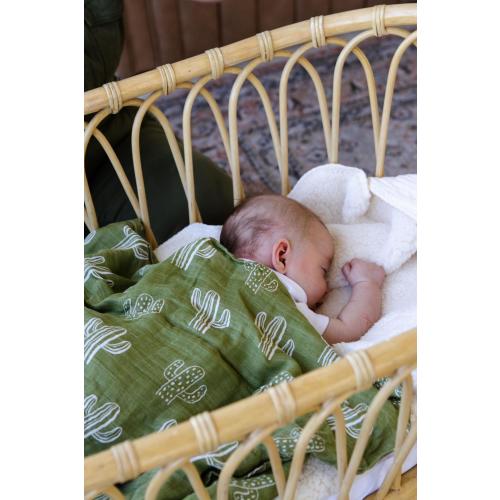 Cactus Muslin Swaddle Blanket: Cotton Baby Receiving Blanket