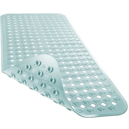 Yimobra Non Slip Bath Mat, Super Strong Suction Cups,34.5"x15.5"Long Tub Mat with Drain Holes, Machine Washable Fast Draining Shower Mats, Bathroom Essentials,Mint Green