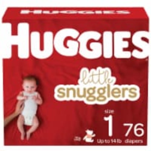 Huggies Little Snugglers Baby Diapers, Size 1 (8-14 lbs), 76 count