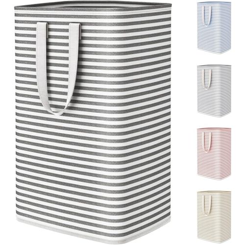 Lifewit 75L Large Collapsible Laundry Hamper, Tall Foldable Dirty Clothes Baskets Waterproof, Freestanding Design with Easy Carry Handles in Dorm Bedroom Bathroom College, Grey