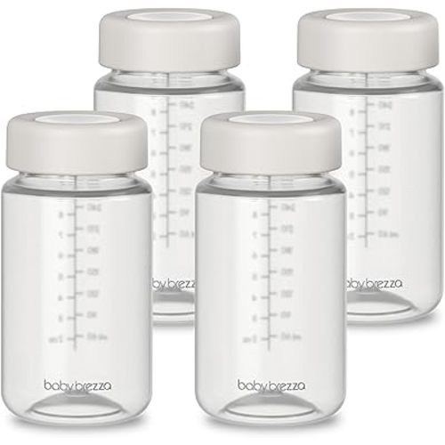 Baby Brezza Replacement Breastmilk Cooler Storage Bottles, Plastic, 10 oz, 4-Pack
