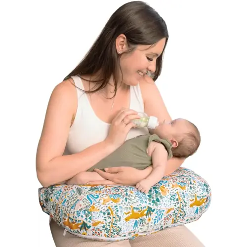 Boppy Nursing Pillow - Ergonomic Bottle & Breastfeeding Pillow with High, Firm, Large Area, Water-Repellent Cushion with Washable Cover; Baby Safety Alliance Verified - Colorful Forest Animals