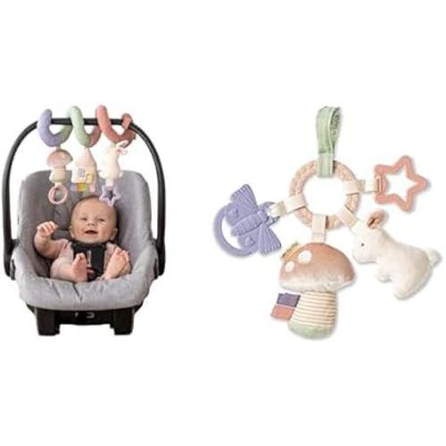 Itzy Ritzy Car Seat Spiral and Busy Ring Teething Toy Bundle (High Contrast)