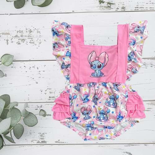 Lilo Stitch Character Bubble Romper Outfit for Girls Baby carton girls Romper Toddler Stitch Birthday Girls Cartoon Out Fit For Infant Girly