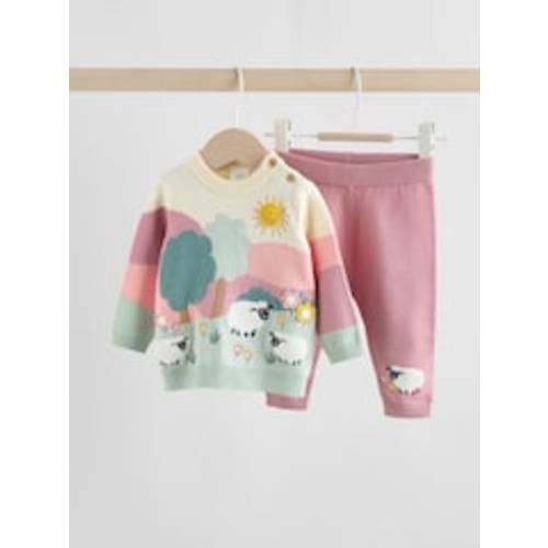 Buy Pink Sheep Scene Baby Knitted Jumper and Leggings Set 2 Piece (0mths-2yrs) from Next USA