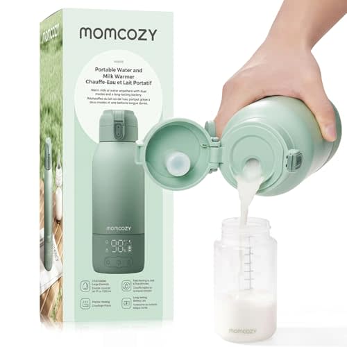 Momcozy Portable Bottle Warmer for Travel – Dual Heating Modes for Breast Milk & Water, Portable Milk Warmer with Fast Heating & Long Battery Life, 17 Ounces Large Capacity to Meet Your All-Day Needs