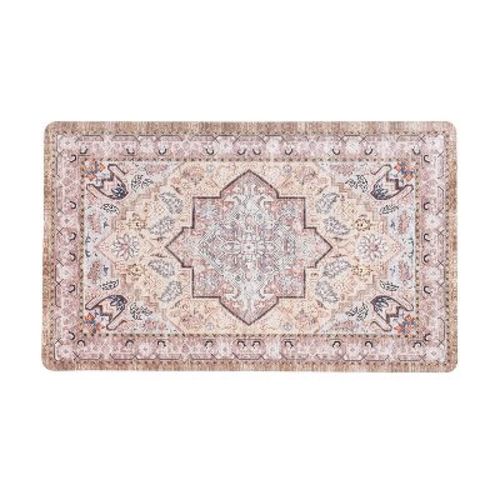 World Rug Gallery Traditional Medallion Cushioned Anti Fatigue Kitchen, Laundry Room, Comfort Indoor Mat, Door Mat - BEIGE 18'x30'