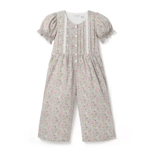 Girl Jet Ivory Ditsy Floral Ditsy Floral Pintuck Jumpsuit by Janie and Jack