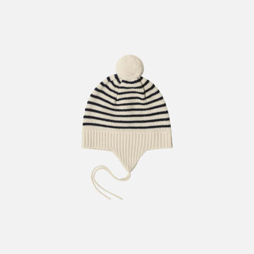 Baby Merino Wool Pom Pom Hat - Ecru/Dark Navy – MamaOwl