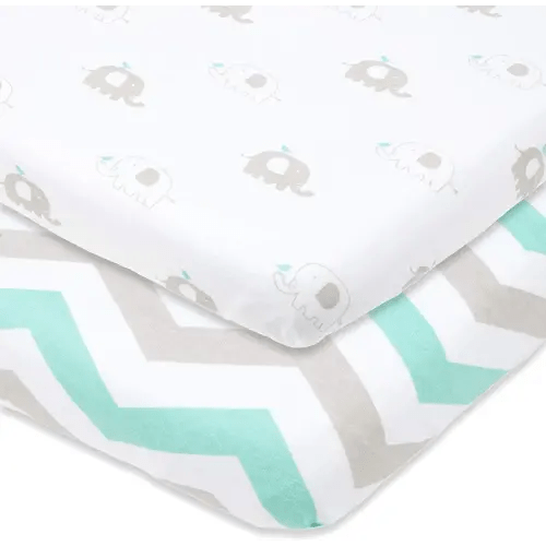 Joey + Joan Bassinet Sheets 35x20 for Newton Bassinet, 100% Cotton, 2 Pack