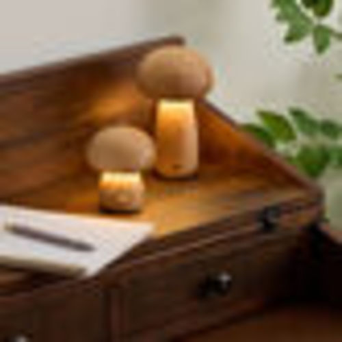 Natural Wood Mushroom Shaped LED Portable Night Light - World Market