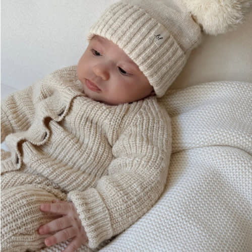 Luna + Luca Pom Beanie - French Cream