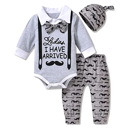 Aalizzwell Preemie Newborn Infant Baby Boys Clothes Bodysuit Romper Pants Hats Outfit Fall Winter Set