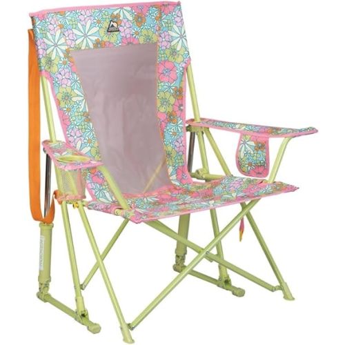 GCI Outdoor Comfort Pro Rocker Camping Chair | Portable Folding Rocking Chair with Durable Armrests & Drink Holder — Floral