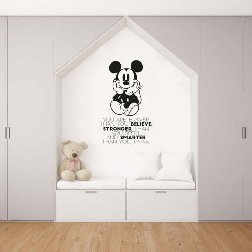 You Believe Mickey Mouse Quote Disney Cartoon Quotes Wall Sticker Art Decal for Girls Boys Room Bedroom Nursery Kindergarten House Fun Home Decor Stickers Wall Art Vinyl Decoration Size (10x8 inch)