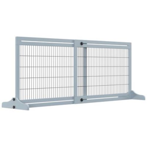 Dexmalle Freestanding Extra Wide Baby/Pet Gate with Adjustable Length,Gray Blue