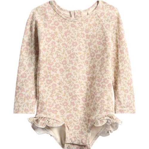 Olivia Floral Long Sleeve Piqué One-Piece Swimsuit, 6-12M